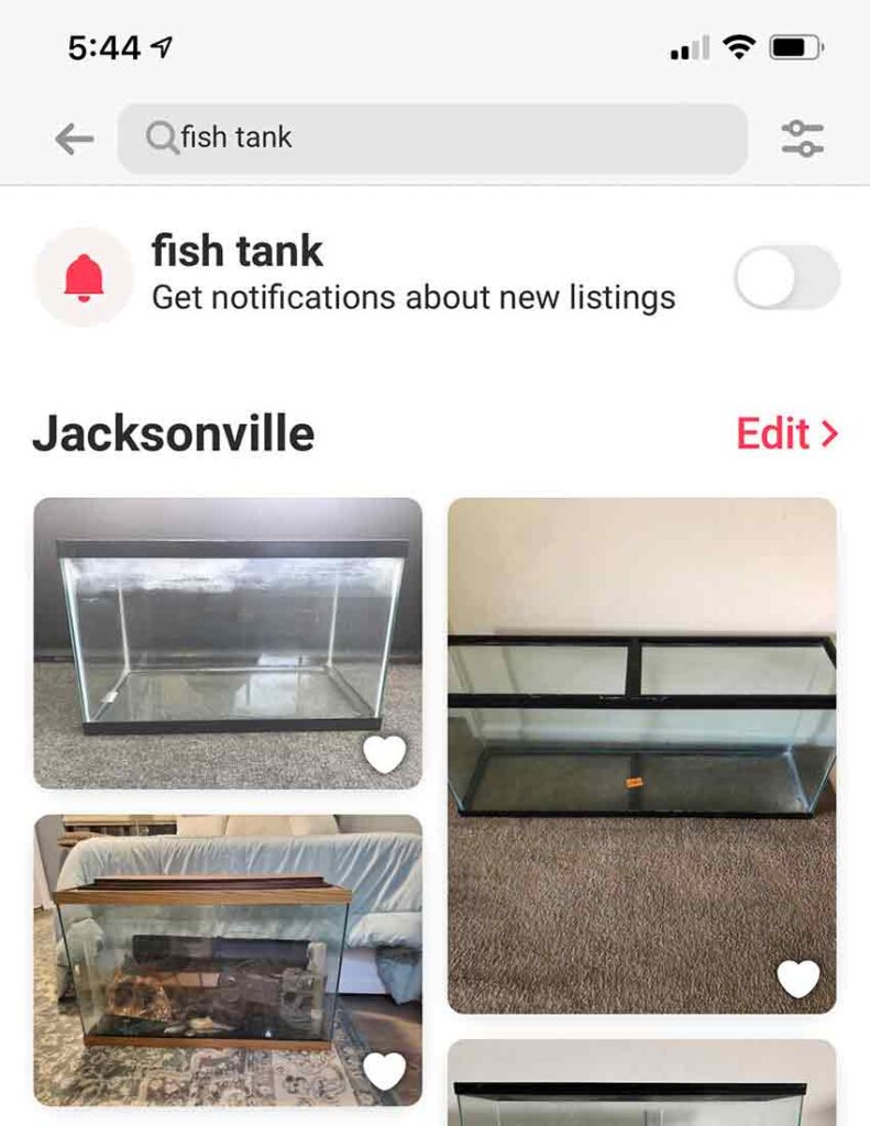 letgo for cheap fish tanks
