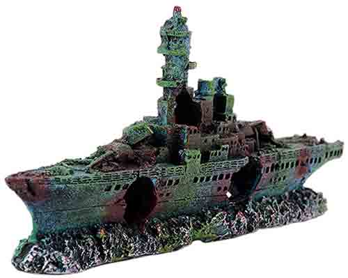 sunken ship fish tank ornament